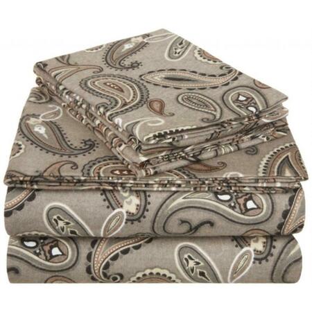 IMPRESSIONS BY LUXOR TREASURES Cotton Flannel Queen Sheet Set Paisley- Grey FLAQNSH PAGR